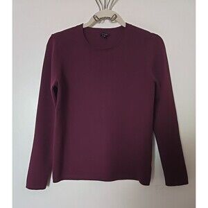 Talbots Women's Classic Preppy Burgundy Ribbed Crewneck Sweater Sz Medium